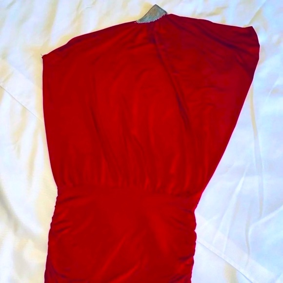 Symphony One Shoulder Red Cocktail Dress - Picture 2 of 9